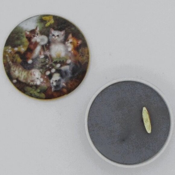 Enamel Trinket Music Box Kittens InThe Meadow Scholz1997 4th issue - Picture 1 of 4